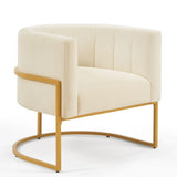 ZNTS Upholstered Velvet Accent Chair with Golden Metal Stand,Mid-Century Living Room Leisure Chair with W2186137440