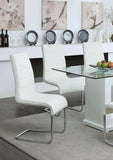 ZNTS Contemporary White Padded Leatherette 2pc Side Chairs Set of 2 Chairs Kitchen Dining Room Metal B01158418