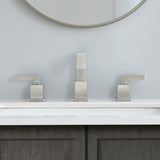 Brushed Nickel Widespread Bathroom Faucet, Waterfall Bathroom Faucets for Sink 3 Hole, 2-Handles T3177P277507