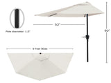 9ft Half Umbrella for Balcony, Porch, or Deck, Tan 77867935