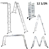 Practical 12-Step Joints Aluminum Folding Ladder Silver 63828258