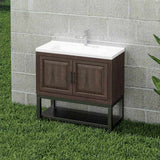 36" Bathroom Vanity White Ceramic Sink & Hot and Cold Faucet , Freestanding Bathroom Cabinet W688P224383