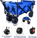 Collapsible Wagon Heavy Duty Folding Wagon Cart with Removable Canopy, 4" Wide Large All Terrain 06850292