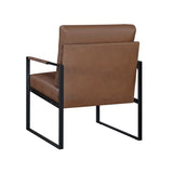 Modern Accent Chair Cushioned Seat Brown Faux Leather Upholstery Black Metal Frame 1pc Style Comfort B011P255743