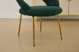 061-Set of 1 Teddy Fabric Chairs With Curved Backrest and Golden Metal Legs for Kitchen or W527P255488