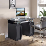 115* 55*74cm 15mm MDF Portable 1pc Door with 3pcs Drawers Computer Desk Black 47232081
