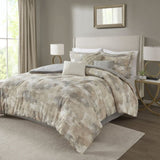 7 Piece Textured Cotton Blend Comforter Set Gray Queen B035128834