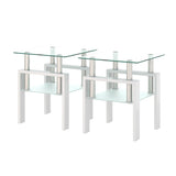 Set of 2, Modern Tempered Glass Tea Table Coffee Table End Table, Square Table for Living Room, 28812852