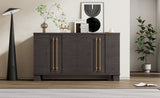 TREXM Wood Traditional Style Sideboard with Adjustable Shelves and Gold Handles for Kitchen, Dining N715P232696N