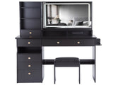 41" Large Size Left Drawer Desktop Vanity TableCushioned Stool Dresser Set, 2 AC2 USB Power W936P230829