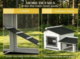 62" White Rabbit Hutch, Wooden Bunny Hutch, Guinea Pig Cage, Small Animal Enclosure with Run Area, 16415811