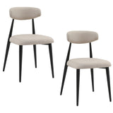Modern Dining Chairs Set of 2, Curved Backrest Round Upholstered and Metal Frame, Light Grey W876110769