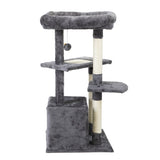 ZNTS Double Level Cat Tree Stand House Furniture Kittens Activity Tower Posts Kitty Pet Play House - dark W2181P190598