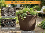 2-Piece PP Rattan Planter Set, 15 & 12 Tapered Square Flower Pots with Built-in Inner Pots & 21574417
