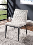 Ivory Leatherette 2pcs Side Chairs Dining Room Furniture Black Metal frame Padded Seat Dining Chair B011P214980