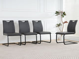 Modern Charcoal PU dining chair living room chair upholstered chair, black metal chair leg design, W210P199100