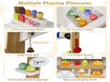 2-in-1 Wooden Grocery Store & Ice Cream Cart Playset with Accessories 95834899