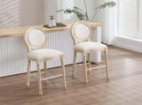 French Country 30'' Height Bar Chairs Set of 2, Upholstered Chairs with Round Back, Wire drawing and W3426P324576