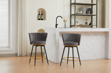 Countereight Bar Stools Set of 2, 360&deg Swivel Upholstered Barstools with Backs and Metal Legs, 26" W2725P237551