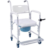 4 in 1 Bedside Commode Chair, Transport Shower Wheelchair Toilet Rolling Transport Chair with 4 22403642
