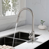 ZNTS Single Handle High Arc Pull Out Kitchen Faucet,Single Level Stainless Steel Kitchen Sink Faucets 15374222