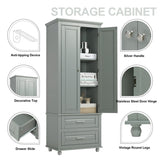 Tall Storage Cabinet with Two Drawers for Bathroom/Office, Grey WF299284AAE