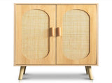 Modern Rattan Shoe Storage Cabinet with Double Doors and Adjustable Shelves, Accent Cabinet for 48636771