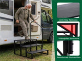 Heavy Duty 3-Step RV Step Stool with Adjustable Handrail 660LBS Capacity Metal Stairs 85763373