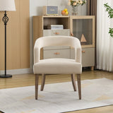 25.79" Wide Modern Barrel Open Back Upholstered Accent Chair with Weathered Solid Wood Legs Dining W3118P254208