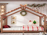 Full House Floor Bed with Support Slats, Solid Wood House Bed Frame for Kids, No Box Spring Needed W1580P535184