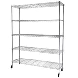 ZNTS 5-Tier NSF Heavy Duty Adjustable Storage Metal Rack with Wheels & Shelf Liners Ideal for Garage, 49670774