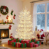 4FT Pre-lit Aspen Fir Artificial Christmas Tree, Hinged Xmas Tree 280 Snow Flocked Branch Tips, 230 61328301