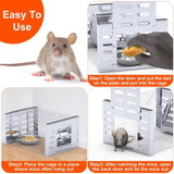 2Pcs Humane Rat Trap Catch and Release Live Mouse Cage Traps with Automatic Continuous Cycle 49485638