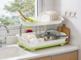 Two-Tier Countertop Dish Drainer, Kitchen Plate Bowl Utensil Holder with Removable Water Tray, 39438606