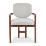 Dining Chairs Set of 2 Upholstered Arm Chairs, Rubber Wood Accent Chairs Beige Fabric Seating, 300 57088865