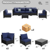 7 Piece Patio Furniture Set, All-Weather Wicker Outdoor Conversation Set with Sectional Sofa, Rattan 53911968