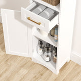 Tall Bathroom Floor Cabinet,Narrow Slim Freestanding Cabinet with 1 Drawer and 2 Doors T3210P293446