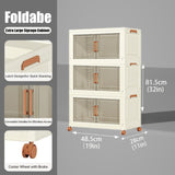 1 Piece Three Tier Folding Organizer with Lid and Door on Wheels, Collapsible Plastic Small 37538906