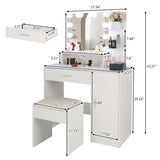 ZNTS FCH Large Vanity Set with 10 LED Bulbs, Makeup Table with Cushioned Stool, 3 Storage Shelves 1 50529710