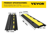 Cable Protector Ramp, 5 Packs 2 Channels Speed Bump Hump, Rubber Modular Speed Bump Rated 11000 LBS T3342P360021