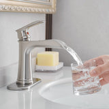 Sink Faucet With Deck Plate Waterfall Brushsed with Pop Up Drain and Supply Lines Bathroom faucets W1932P180746