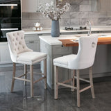 ZNTS Contemporary Velvet Upholstered Barstools with Button Tufted Decoration and Wooden Legs, and Chrome W1143P177584