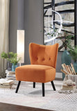 ZNTS Unique Style Orange Velvet Covering Accent Chair Button-Tufted Back Brown Finish Wood Legs Modern B01143827