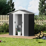 5X3 Feet Dark Grey Outdoor Storage Shed With Aluminum Alloy Frame With Base W2794P281547