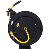 ZNTS Air Hose Reel Retractable 3/8" Inch x 50' Foot SBR Rubber Hose Max 300PSI Heavy Duty Industrial W46566955