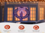 36in Pre-lit Outdoor Christmas Wreath Decoration, Lighted Metal Wreath with Purple Bow, Remote 65188732