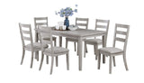 ZNTS Classic Simple Rustic Gray Finish 7pc Dining Set Kitchen Dinette Wooden Top Table and Chairs B011P182670