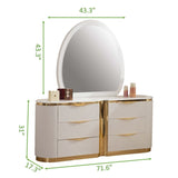 Gold Detailed 6-Drawer Dresser made with Wood in White B00955980