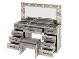 9-Drawer Table Set with 12 Tri-Color Light Bulbs and Power Strip Glass-Topped Particleboard 83721046