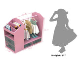 Kids Costume Organizer Costume RackKids ArmoireOpen Hanging Armoire Closet with Mirror-PINK 17806571